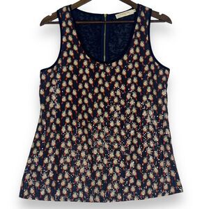Andy & Lucy Paris Bird Robin‎ Tank Sequin Detail Shimmer Navy Blue Novelty M / L